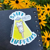 Kitty Abduction Shit Happens Vinyl Sticker